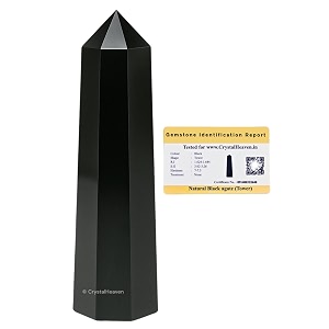 Certified Crystal Heaven Black Agate Crystal Tower