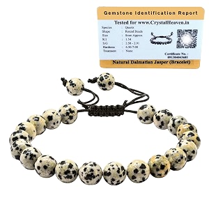 certified dalmatian jasper bracelet for women men with healing crystal and reiki stone - beautiful gemstone adjustable beaded bracelet for balance harmony amp positive energy