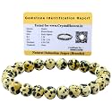 Certified Dalmatian Jasper Bracelet for Women Men with Healing Crystal and Reiki Stone - Beautiful Gemstone Beaded Bracelet for Balance, Harmony &amp; Positive Energy