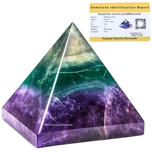 certified fluorite pyramid - 1534 inch crystal pyramid for positive energy vastu reiki feng shui and chakra healing energy balancing