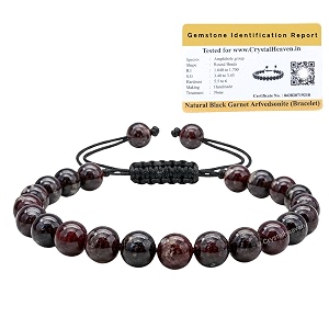 certified garnet in arfvedsonite bracelet for women men with healing crystal and reiki stone - beautiful gemstone adjustable beaded bracelet for balance harmony amp positive energy