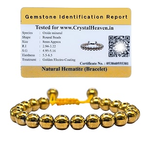 certified golden hematite bracelet for women men with healing crystal