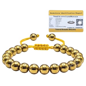 certified golden hematite bracelet for women men with healing crystal