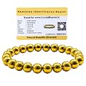 Certified Golden Hematite Bracelet for Women Men with Healing Crystal and Reiki Stone - Beautiful Gemstone Beaded Bracelet for Balance, Harmony &amp; Positive Energy