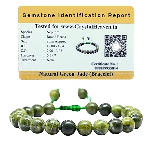 certified green jade bracelet for women men with healing crystal