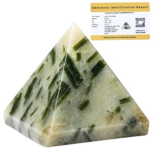 certified green tourmaline in quartz pyramid - 234 inch crystal pyramid for positive energy vastu reiki feng shui and chakra healing energy balancing
