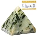 Certified Green Tourmaline in Quartz Pyramid - 2" Inch Crystal Pyramid for Positive Energy, Vastu, Reiki, Feng Shui and Chakra Healing Energy Balancing