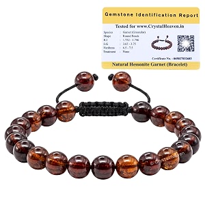 certified hessonite garnet bracelet for women men with healing crystal