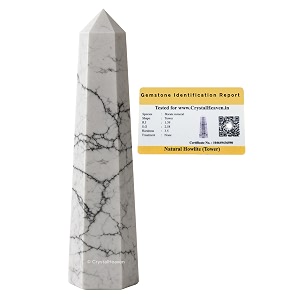 Certified Howlite Crystal Tower Obelisk Point for
