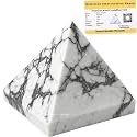 Certified Howlite Pyramid - 2" Inch Crystal Pyramid for Positive Energy, Vastu, Reiki, Feng Shui and Chakra Healing Energy Balancing