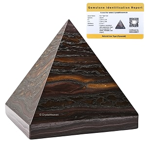 certified iron tiger eye pyramid - 234 inch crystal pyramid for positive energy vastu reiki feng shui and chakra healing energy balancing