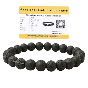 certified lava stone bracelet for unisex with healing crystal