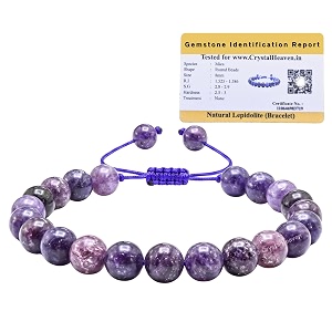 certified lepidolite bracelet for women men with healing crystal and reiki stone - beautiful gemstone adjustable beaded bracelet for balance harmony amp positive energy