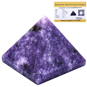 certified lepidolite pyramid - 1534 inch crystal pyramid for positive energy vastu reiki feng shui and chakra healing energy balancing