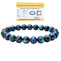 Certified Light Blue Cats Eye Bracelet for Women Men with Healing Crystal and Reiki Stone - Beautiful Gemstone Adjustable Beaded Bracelet for Balance, Harmony &amp; Positive Energy