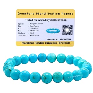 certified magnesite turquoise bracelet for women men with healing crystal