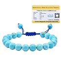 Certified Magnesite Turquoise Bracelet for Women Men with Healing Crystal and Reiki Stone - Beautiful Gemstone Adjustable Beaded Bracelet for Balance, Harmony &amp; Positive Energy