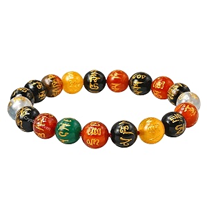 certified multi agate om mani padme hum bracelet for women men with healing crystal and reiki stone - beautiful gemstone adjustable beaded bracelet for balance harmony amp positive energy