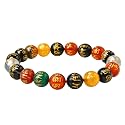 Certified Multi Agate Om Mani Padme Hum Bracelet for Women Men with Healing Crystal and Reiki Stone - Beautiful Gemstone Adjustable Beaded Bracelet for Balance, Harmony &amp; Positive Energy