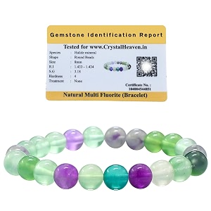 certified multi fluorite bracelet for women men with healing crystal
