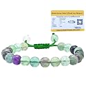 Certified Multi Fluorite Bracelet for Women Men with Healing Crystal and Reiki Stone - Beautiful Gemstone Adjustable Beaded Bracelet for Balance, Harmony &amp; Positive Energy