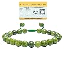 Certified Nephrite Green Jade Bracelet for Women Men with Healing Crystal and Reiki Stone - Beautiful Gemstone Adjustable Beaded Bracelet for Balance, Harmony &amp; Positive Energy