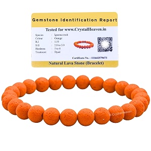 certified orange lava stone bracelet for women men with healing crystal