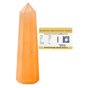 Certified Orange Selenite Crystal Tower Obelisk Point