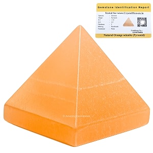 certified orange selenite pyramid - 1534 inch crystal pyramid for positive energy vastu reiki feng shui and chakra healing energy balancing