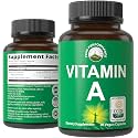 Certified Organic Vitamin A 5000 IU Supplement Capsules. High Potency