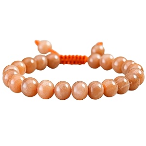 certified peach moonstone bracelet for women men with healing crystal and reiki stone - beautiful gemstone adjustable beaded bracelet for balance harmony amp positive energy