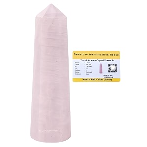 Certified Pink Calcite Crystal Tower Obelisk Point