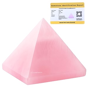 certified pink calcite pyramid - 1534 inch crystal pyramid for positive energy vastu reiki feng shui and chakra healing energy balancing