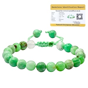 certified premium chrysoprase bracelet for women men with healing crystal and reiki stone - beautiful gemstone adjustable beaded bracelet for balance harmony amp positive energy