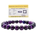 Certified Purple Cat's Eye Bracelet for Women Men with Healing Crystal and Reiki Stone - Beautiful Gemstone Beaded Bracelet for Balance, Harmony &amp; Positive Energy