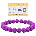 Certified Purple Lava Stone Bracelet for Women Men with Healing Crystal and Reiki Stone - Beautiful Gemstone Beaded Bracelet for Balance, Harmony &amp; Positive Energy