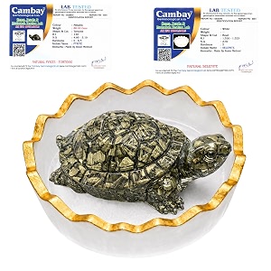 Certified Pyrite Tortoise Kachhua with Selenite Charging