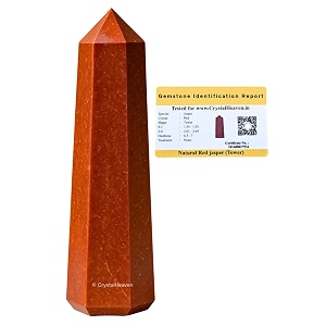 Certified Red Jasper Crystal Tower Obelisk Point
