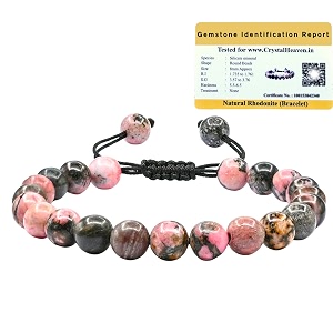 certified rhodonite bracelet for women men with healing crystal