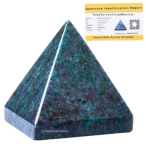 certified ruby kyanite pyramid - 234 inch crystal pyramid for positive energy vastu reiki feng shui and chakra healing energy balancing