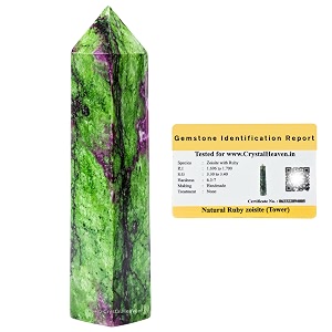 Certified Ruby Zoisite Crystal Tower Obelisk Point