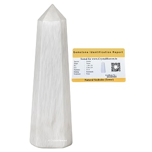 Certified Scolecite Crystal Tower Obelisk Point for