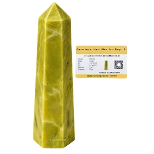 Certified Serpentine Crystal Tower Obelisk Point for