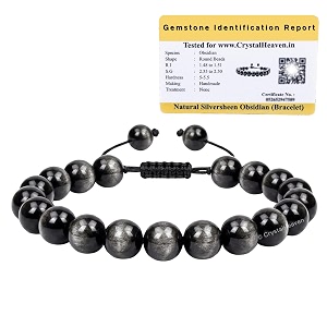 certified silver sheen obsidian bracelet for women men with healing crystal and reiki stone - beautiful gemstone adjustable beaded bracelet for balance harmony amp positive energy