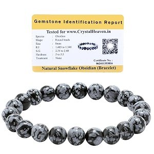 certified snowflake obsidian bracelet for women men with healing crystal and reiki stone - beautiful gemstone beaded bracelet for balance harmony amp positive energy