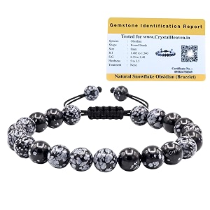 certified snowflake obsidian bracelet for women men with healing crystal and reiki stone - beautiful gemstone adjustable beaded bracelet for balance harmony amp positive energy