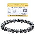 Certified Snowflake Obsidian Bracelet for Women Men with Healing Crystal and Reiki Stone - Beautiful Gemstone Beaded Bracelet for Balance, Harmony &amp; Positive Energy