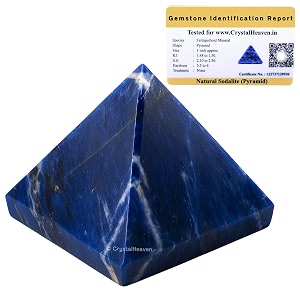 certified sodalite pyramid - 1534 inch crystal pyramid for positive energy vastu reiki feng shui and chakra healing energy balancing