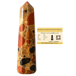 Certified Spotted Jasper Crystal Tower Obelisk Point