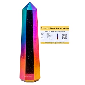 Certified Titanium Aura Quartz Tower Obelisk Point